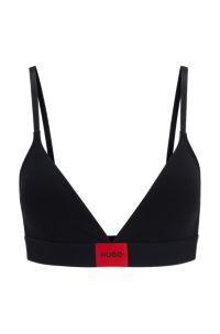 HUGO - Stretch-cotton triangle bra with label red logo