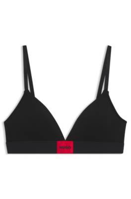 Stretch-cotton triangle bra with red logo 1