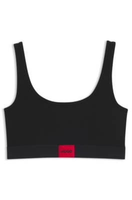 Stretch-cotton bralette with red logo label 1
