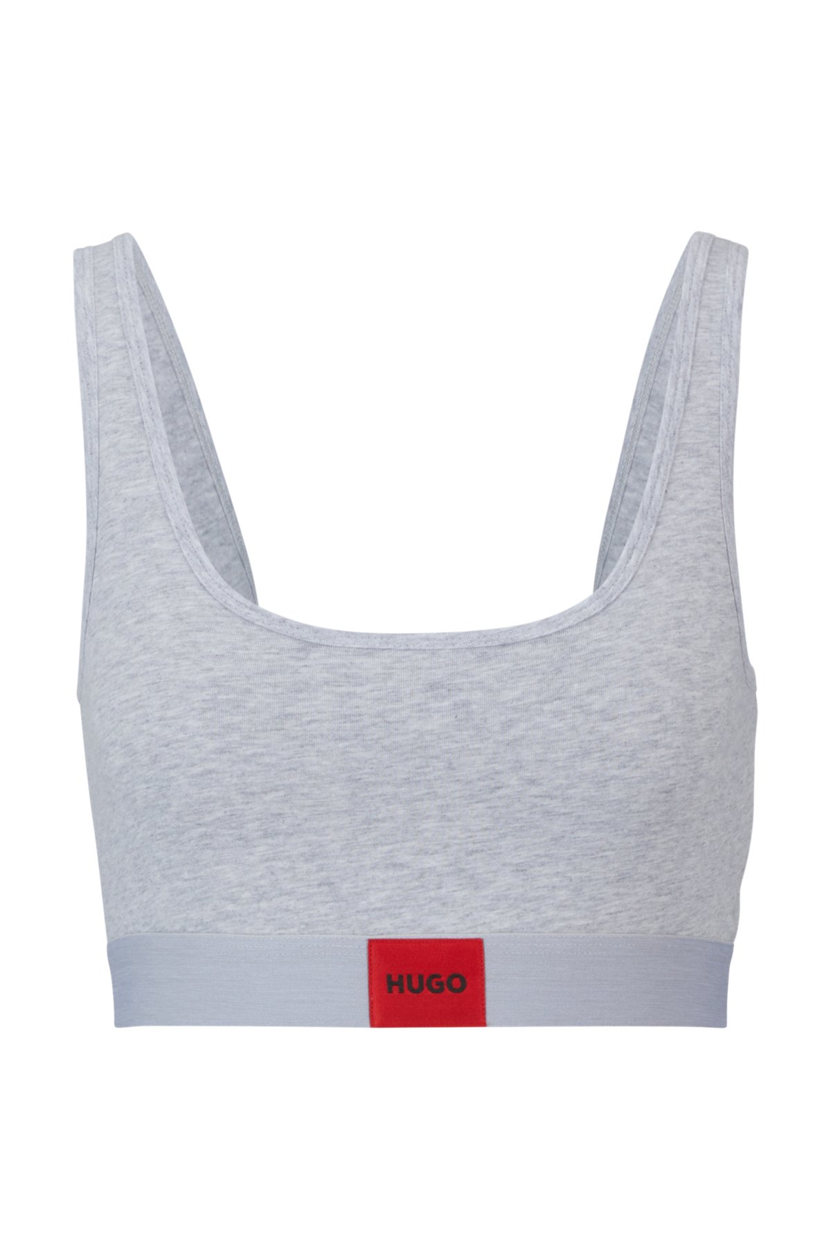 HUGO - Stretch-cotton bralette with label red logo