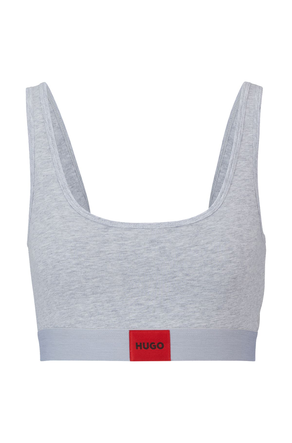 red logo HUGO Stretch-cotton bralette - label with