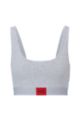 Stretch-cotton bralette with red logo label, Grey