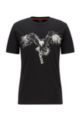 Cotton-jersey regular-fit T-shirt with animal artwork, Black