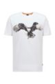 Cotton-jersey regular-fit T-shirt with animal artwork, White