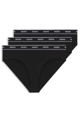 Stretch-cotton briefs with logo waistband, Black