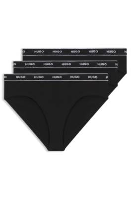 Three-pack of stretch-cotton briefs with logo waistbands