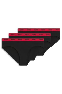 Stretch-cotton briefs with logo waistband, Black