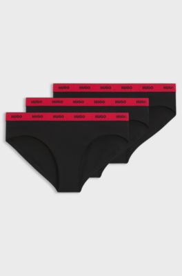 Stretch-cotton briefs with logo waistband, Black