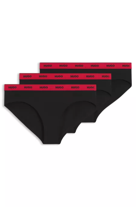Lot de trois slips en coton stretch avec logo à la taille