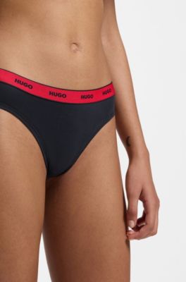 Stretch-cotton briefs with logo waistband, Black