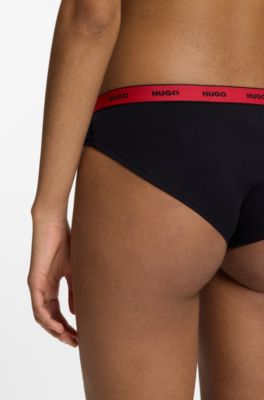 Stretch-cotton briefs with logo waistband, Black