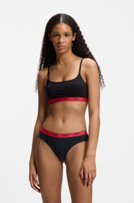Stretch-cotton briefs with logo waistband, Black