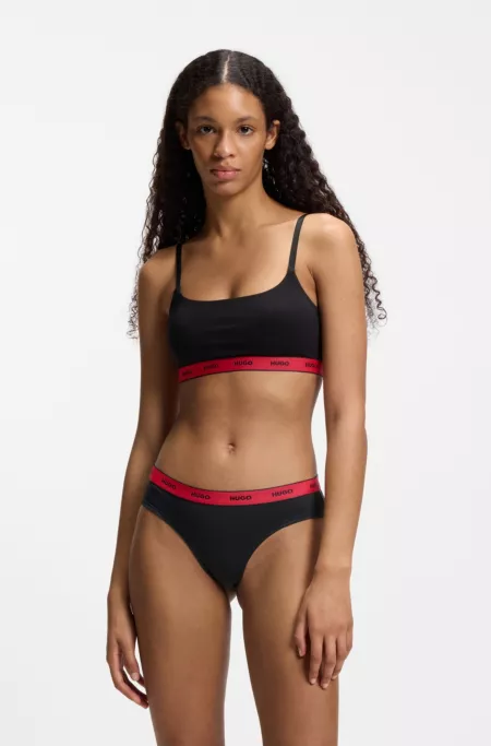 Lot de trois slips en coton stretch avec logo à la taille