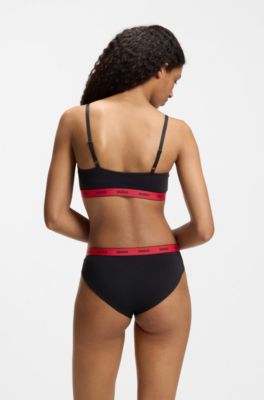 Stretch-cotton briefs with logo waistband, Black