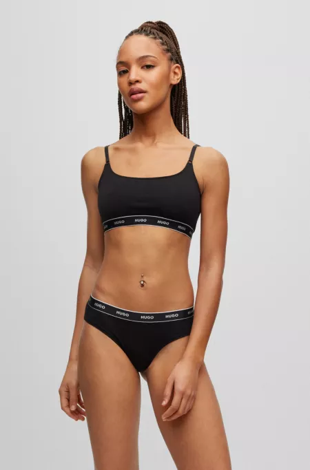 Three-pack of stretch-cotton briefs with logo waistbands