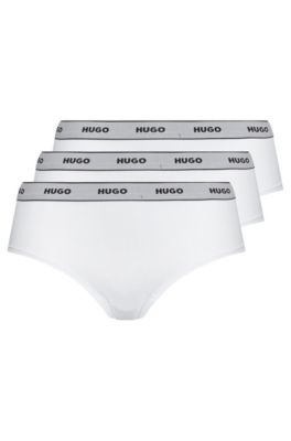 Hugo Three-pack Of Logo Hipster Briefs In Stretch Cotton In White
