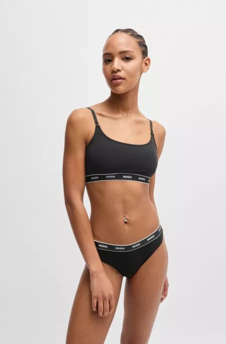 Two-pack of stretch-cotton bralettes with logo bands