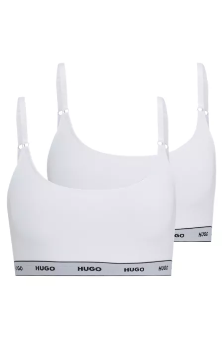 Two-pack of stretch-cotton bralettes with logo bands
