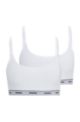 Two-pack of stretch-cotton bralettes with logo details, White
