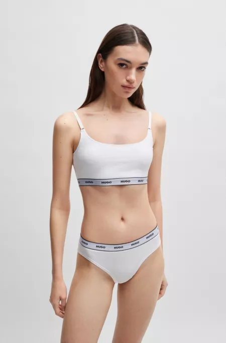 Two-pack of stretch-cotton bralettes with logo bands