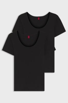 Contrast-logo underwear top in stretch cotton, Black