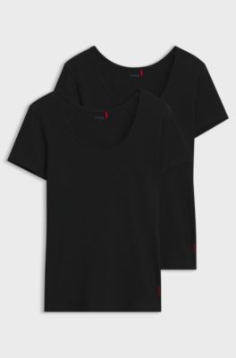 Contrast-logo underwear top in stretch cotton, Black