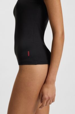 Contrast-logo underwear top in stretch cotton, Black