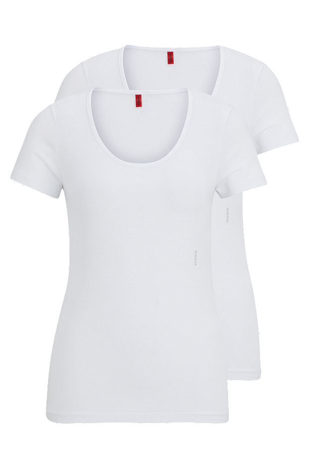 Набор из двух бельевых футболок из эластичного хлопкового трикотажа , Белый