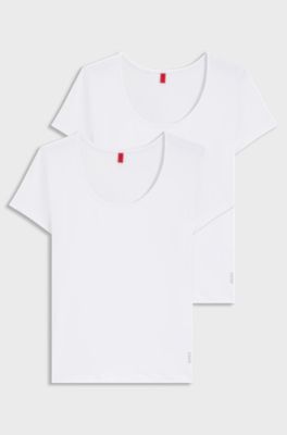 Contrast-logo underwear top in stretch cotton, White