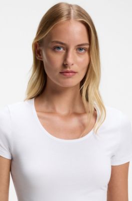 Contrast-logo underwear top in stretch cotton, White