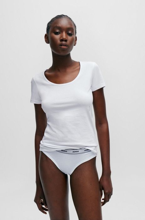 HUGO BOSS Donna Abbigliamento Intimo Calze Maglietta intima in cotone elasticizzato con logo in confezione da due 