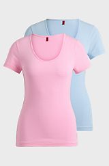 Two-pack of stretch-cotton underwear T-shirts , Light Pink / Blue