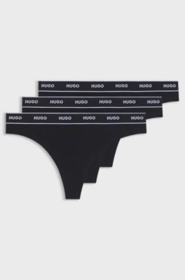 Logo-waistband briefs in stretch cotton, Black