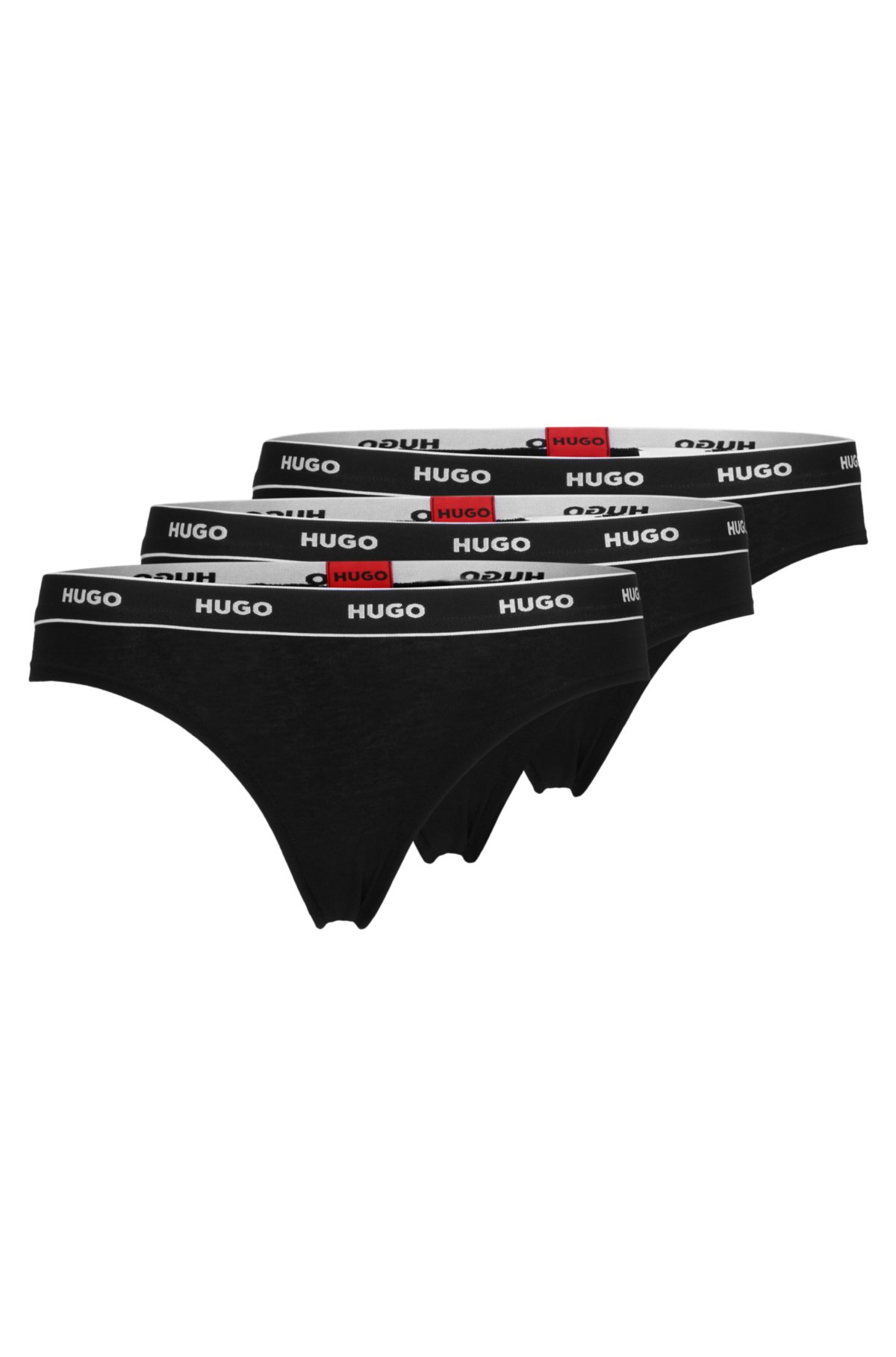 HUGO briefs logos of Three-pack thong - stretch-cotton with