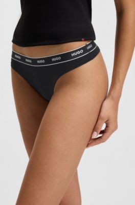 Logo-waistband briefs in stretch cotton, Black