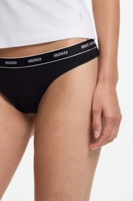 Logo-waistband briefs in stretch cotton, Black