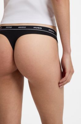 Logo-waistband briefs in stretch cotton, Black