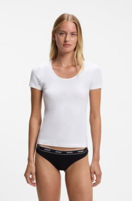 Logo-waistband briefs in stretch cotton, Black