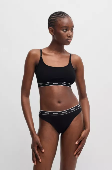 Three-pack of thongs with branded waistbands