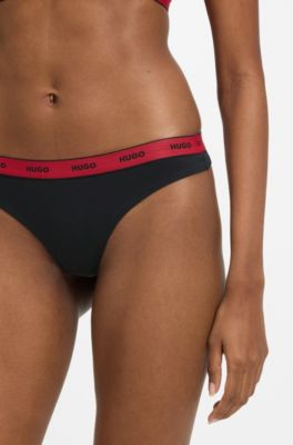 Logo-waistband briefs in stretch cotton, Black