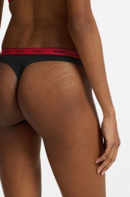 Logo-waistband briefs in stretch cotton, Black