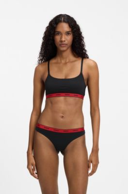 Logo-waistband briefs in stretch cotton, Black