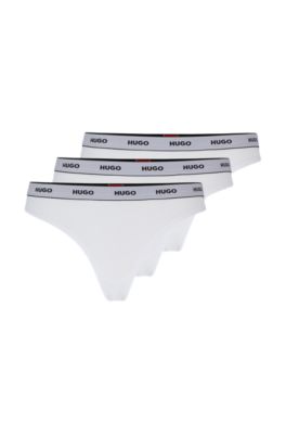 HUGO - Three-pack of stretch-cotton thong briefs with logos