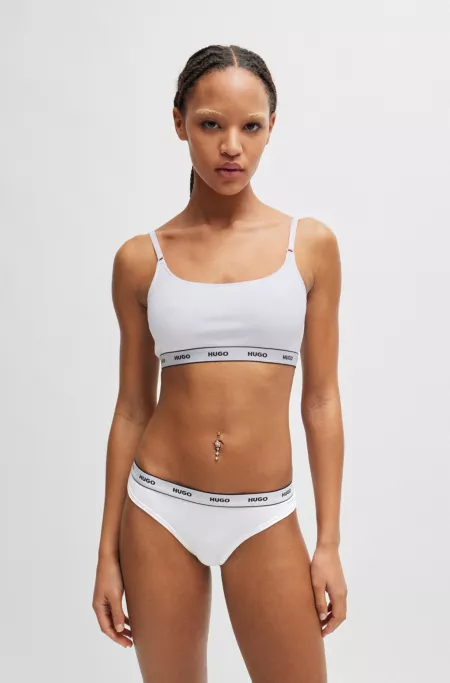 Three-pack of thongs with branded waistbands