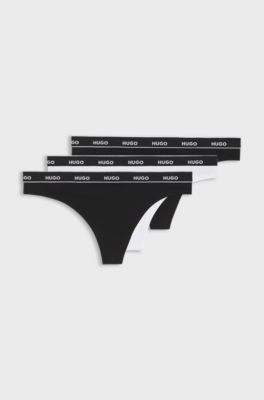 Logo-waistband briefs in stretch cotton, White / Black