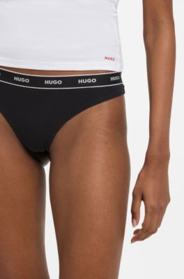 Logo-waistband briefs in stretch cotton, White / Black