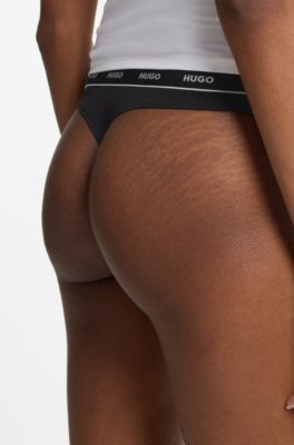 Logo-waistband briefs in stretch cotton, White / Black