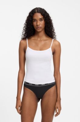 Logo-waistband briefs in stretch cotton, White / Black
