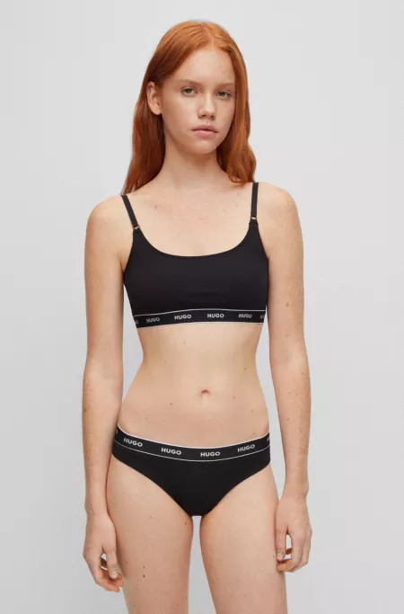 Three-pack of thongs with branded waistbands
