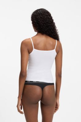 Logo-waistband briefs in stretch cotton, White / Black